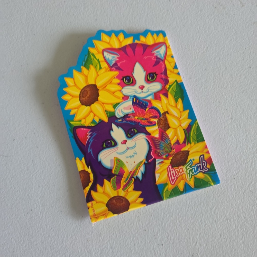 Vintage 1990s Lisa Frank Sunflower Pink Purple Y2K Kittens Notepad Cutout